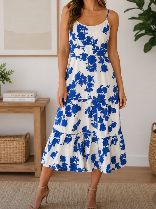 Cynthia Rowley Dresses & Skirts - Blue Floral Spaghetti-Strap Maxi Dress - White & Royal Blue